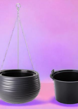 Горшок подвесной с вкладкой сахара шар ⌀ 32 см, антрацит морозостойкий