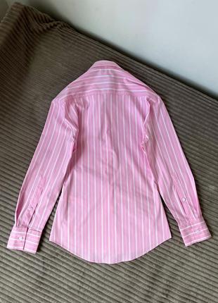 Хлопковая разовая рубашка zara коттоновая поплиновая в полоску8 фото