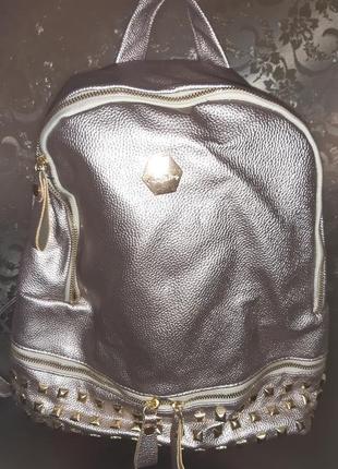 Стильний срібний рюкзачок linea style еко шкіра новий бірки