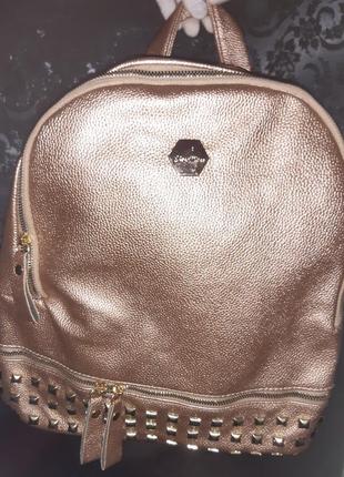 Стильний золотийстий  рюкзачок linea style еко шкіра новий бірки