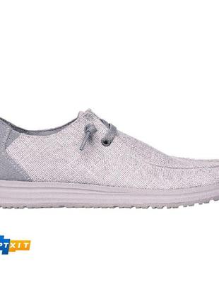 Серые тканевые мокасины без шнурков skechers melson nela