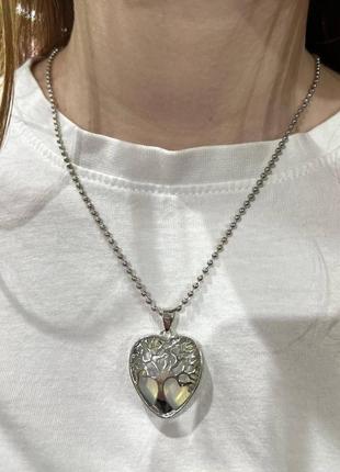 Натуральный лунный камень в оправе "древо жизни в сердце" - оригинальный подарок девушке5 фото