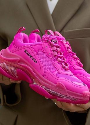 Жіночі кросівки balenciaga triple-s dark pink 36-37-38