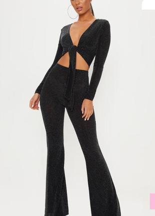 Поло - прозрачные блестящие брюки с трусиками клеш штани