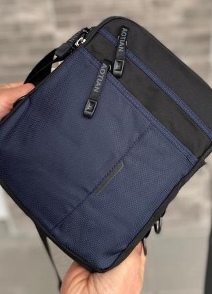 Мужская черно - синяя сумка борсетка через плечо много отделений4 фото