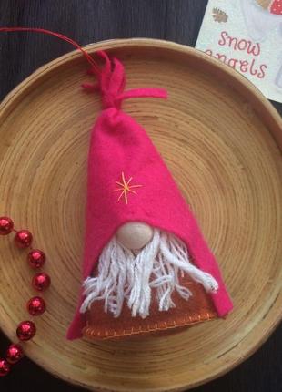 Новорічний декор гном з фетру новорічна іграшка на ялинку4 фото