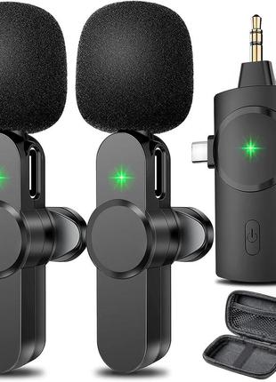Бездротовий мікрофон, петличний мікрофон для iphone android camera pc, затискні мікрофони подвійні петличні мікрофони для відеозап