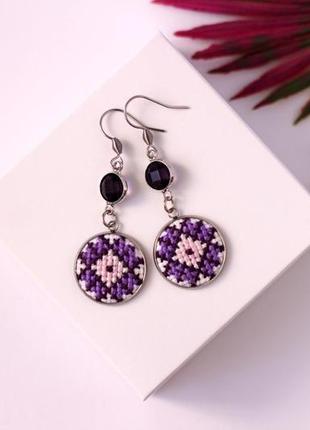 Серьги с вышивкой / вышитые серьги / серьги в этно стиле