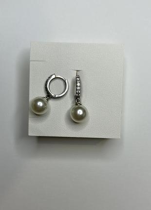 925💎 серебряные серьги с жемчугом,сережки серебро1 фото
