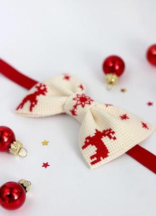 Вышитая галстук-бабочка "christmas noel"2 фото