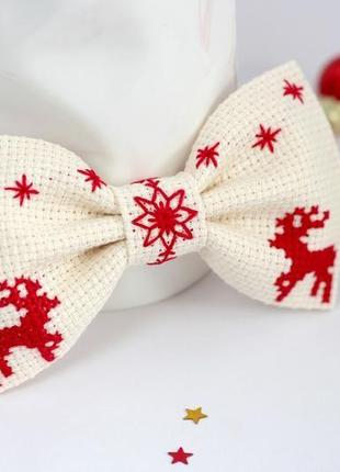Вышитая галстук-бабочка "christmas noel"4 фото