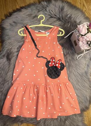 Яркий прикольный хлопковый сарафан minnie mouse для девочки 2/4р h&amp;m1 фото