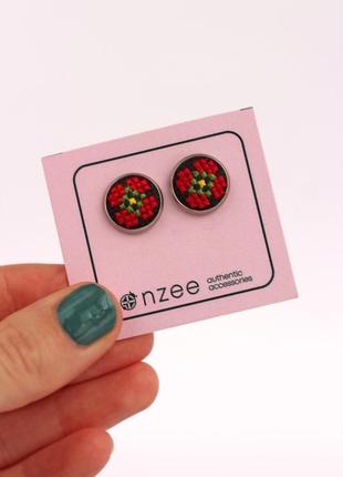 Пусети з вишивкою / вишиті сережки / сережки в етно стилі