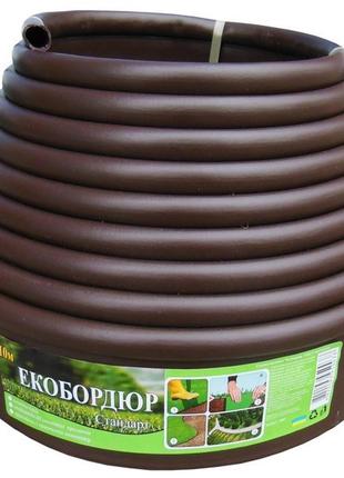 Бордюрна стрічка екобордюр стандарт (коричнева), 11см х 10м1 фото