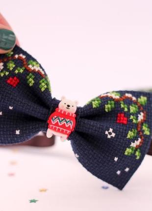 Новогодняя бабочка / краватка метелик з вишивкою3 фото