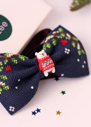 Новогодняя бабочка / краватка метелик з вишивкою5 фото