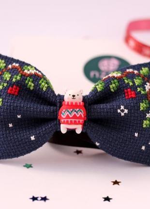 Новогодняя бабочка / краватка метелик з вишивкою6 фото