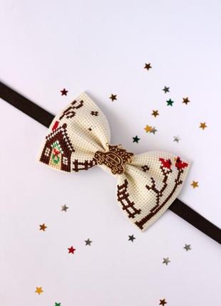 Новорічний метелик / краватка метелик з вишивкою3 фото