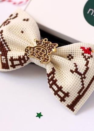 Новогодняя бабочка / краватка метелик з вишивкою9 фото