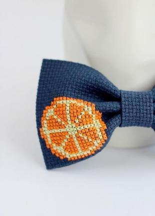 Галстук-бабочка апельсин / галстук-бабочка с вишивкю4 фото