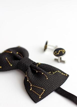 Комплект галстук бабочка + запонки зодиак5 фото