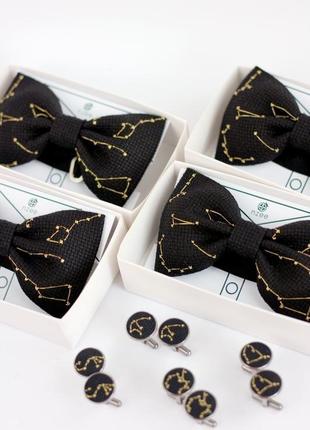 Комплект галстук бабочка + запонки зодиак7 фото
