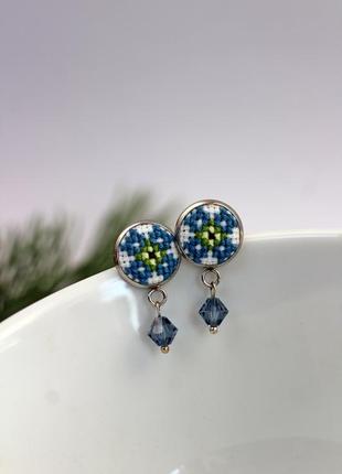 Пусети з вишивкою / сережки з вишивкою / вишиті сережки