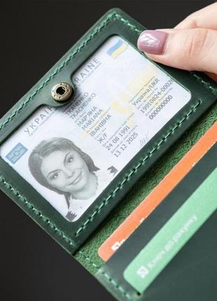 Кожаная обложка на права, id паспорт, водительские документы зеленая3 фото