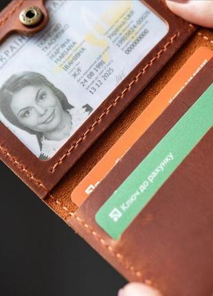 Шкіряна обкладинка на права, id паспорт, водійські документи коричнева2 фото