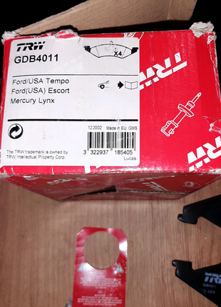 Gdb4011 trw колодки передні