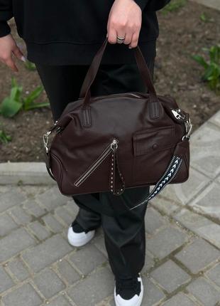 Вместительные сумки, натуральная кожа (бордо, коричневая)4 фото