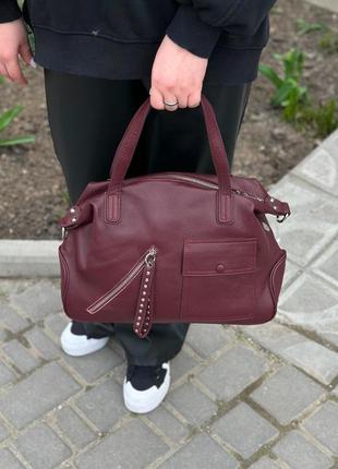 Вместительные сумки, натуральная кожа (бордо, коричневая)2 фото
