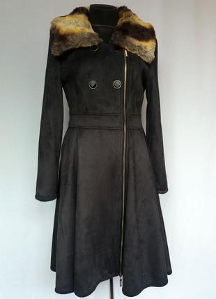 Эксклюзивное длинное пальто. замшевая текстура. новое, р-ры s-xxl1 фото