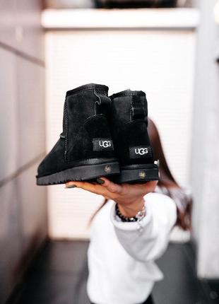 Угги замша ugg classic mini “black”, зимние сапоги3 фото