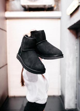 Угги замша ugg classic mini “black”, зимние сапоги4 фото