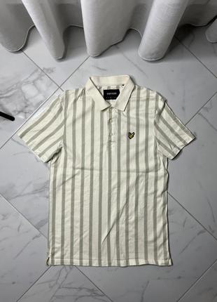 Lyle &amp; scott men's polo tan striped basic