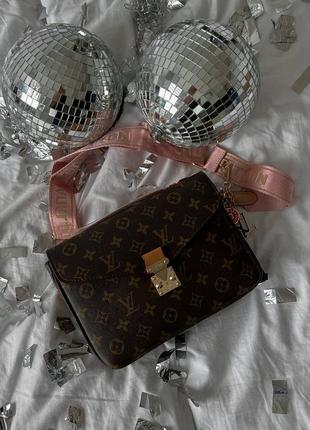 Louis vuitton super pochette brown bag сумка жіноча lv луї вітон через плече, клатч