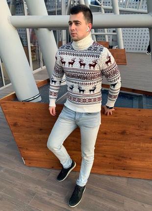 Теплий зимовий вовняний светр з оленями - ідеальний подарунок!🔥1 фото