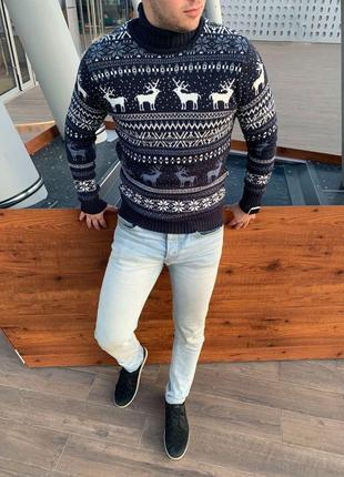 Теплий зимовий вовняний светр з оленями - ідеальний подарунок!🔥6 фото