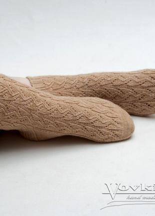 Шкарпетки теплі в'язані жіночі бежеві1 фото