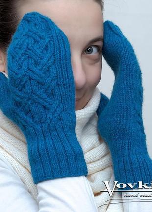 Вовняні рукавиці, теплі в'язані, подарунок сестрі2 фото