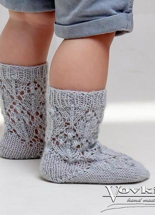 Шкарпетки для дівчинки сірі, мереживні шкарпетки для дівчинки3 фото