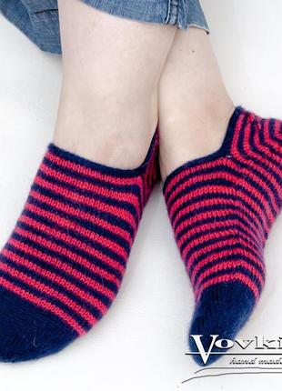 Смугасті шкарпетки слідки, короткі шкарпетки у смужку, в'язані слідки8 фото