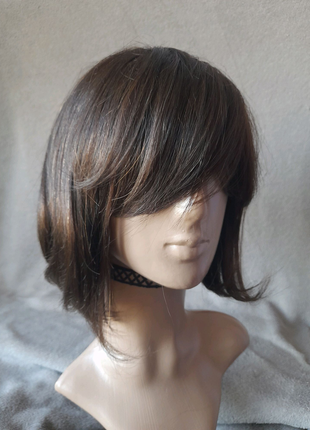 Перука з натурального волосся натуральный парик шоколад1 фото