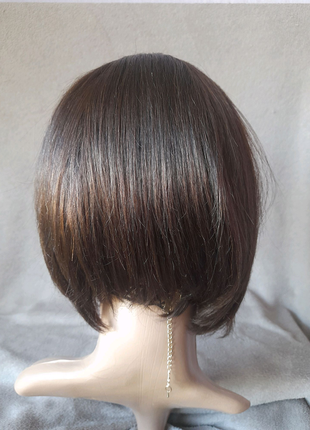 Перука з натурального волосся натуральный парик шоколад3 фото