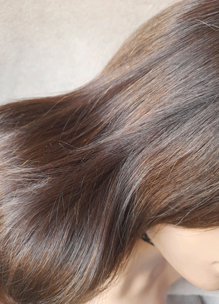 Перука з натурального волосся натуральный парик шоколад10 фото
