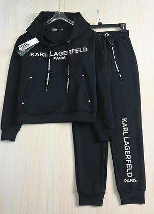 Спортивный костюм karl lagerfeld черный белый1 фото