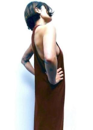 Платье zara длинное с плетеной бахромой снизу, хлопок. натуральный состав ткани.6 фото