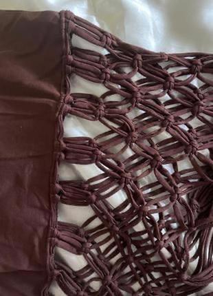 Сукня zara довга з плетеною бахромою знизу , хлопок. натуральний склад тканини .4 фото