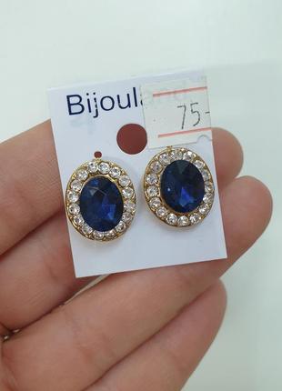 Серьги с синим камнем